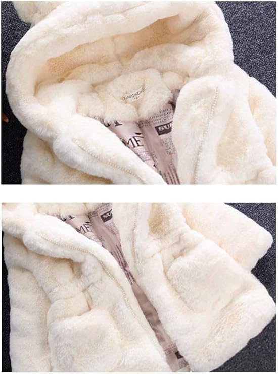 Mallimoda Girls Winter Warm Coats Ear Hooded Faux Fur Fleece Jacket