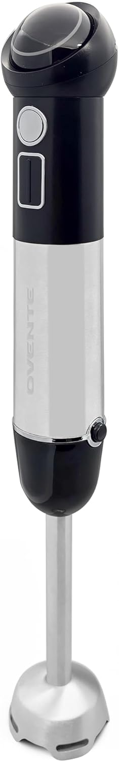 OVENTE Cordless Immersion Hand Blender, 300W Rechargeable Handheld Portable Stick Mixer with Speed Pulse Activating Sensor and Stainless Steel Blades for Smoothies, Shakes or Baby Food, Black HR995B