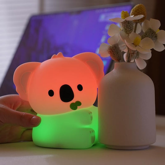 Night Light for Kids, 7 Color Changing BPA-Free Silicone Lamp with Touch Control, Eye Protection, Rechargeable Battery, Soft & Safe Nursery Lamp for Boys & Girls (Koala)