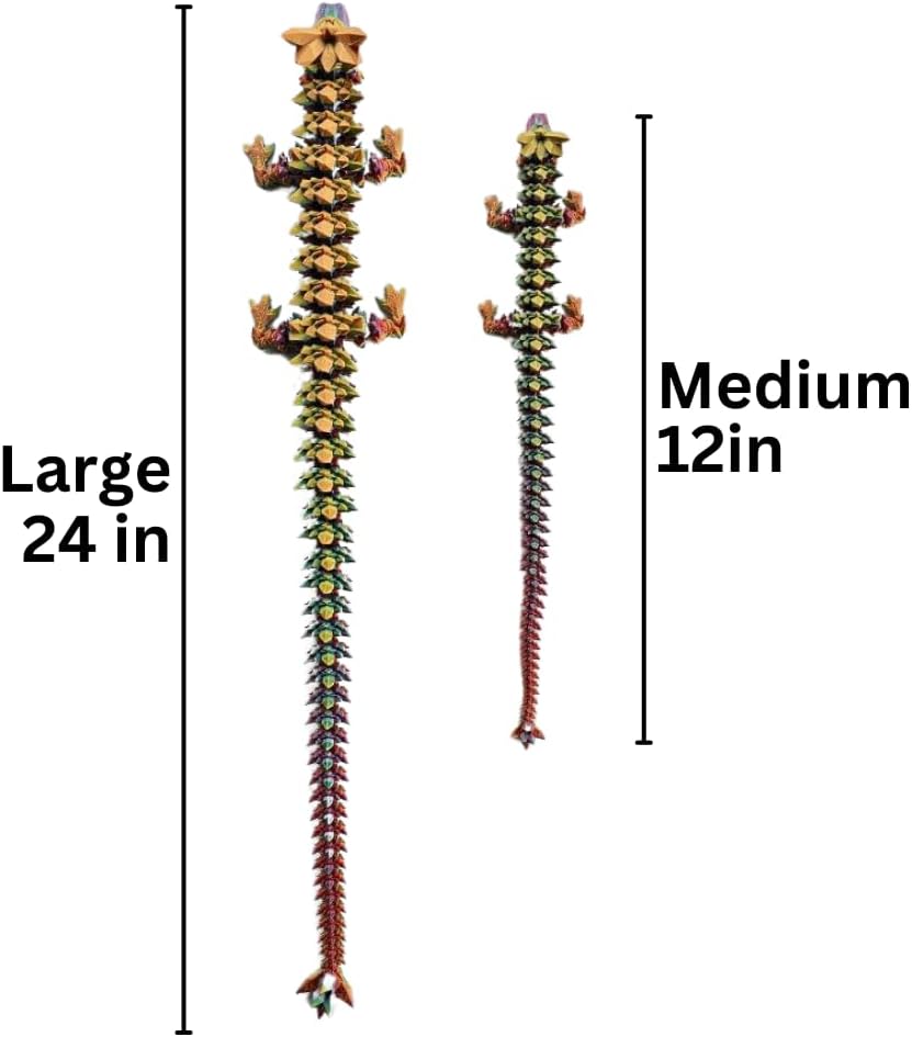 3D Printed 14'' Articulated Crystal Dragon with Egg, Toy Home Office Decor, Executive Desk Toy, Adult Fidget Toy, Toddler Play Game (Red-Blue-Green, Medium 14'' w/Egg)