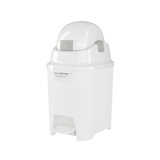 Foundations Mini Hands-Free Diaper Pail with Airtight Lid - Durable & Odorless Diaper Disposal, Large Capacity, Holds up to 30 Newborn Diapers, Refill with Any Bags - White