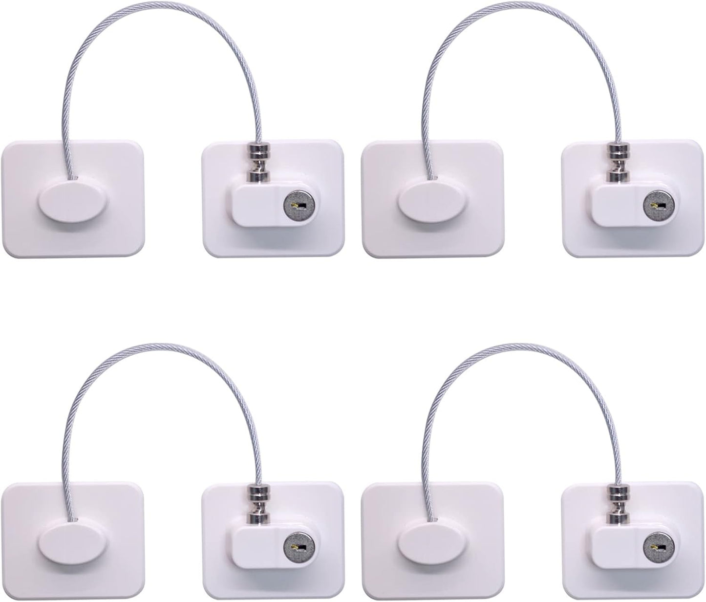 Fridge Lock (4 Pack),Refrigerator Lock with Keys,for Fridge, Cabinet Locks, Drawers, Dishwasher, Toilet and Child Safety Cabinet Locks, 3M Adhesive No Drilling (White 4pcs)