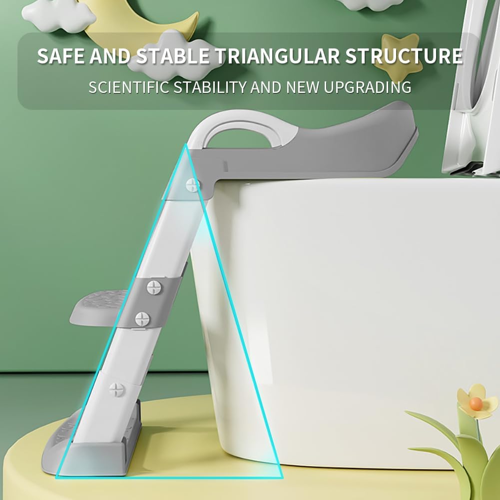 Potty Training Toilet Seat For Boys Girls, Toddler Toilet Seat With Step Stool Ladder, Foldable Toddler Potty Seat For Toilet With Non-Slip Design, Adjustable Height