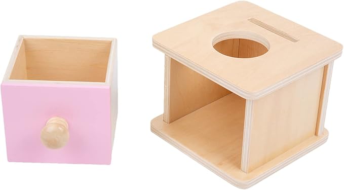 Adena Montessori Infant Toddlers Coin Box Montessori Toys for 6-12 Months Babies 1 Year 2 Year Old (2 in 1,Coin&Ball, Pink Door)