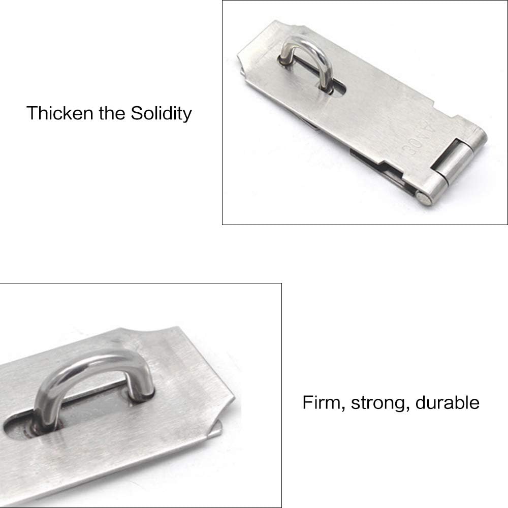 Door Locks Hasp Latch, 5 Inch Stainless Steel Safety Packlock Clasp Hasp Lock Latch, Extra Thick Gate Lock Hasp with Screws Brushed Finish 2 Pack (5inch)