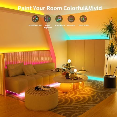 132 ft LED Lights for Bedroom Music Sync RGB LED Strip Lights with APP & Remote Control LED Lights for Room Home Party Christmas Wall Decor (2 Rolls of 66ft)