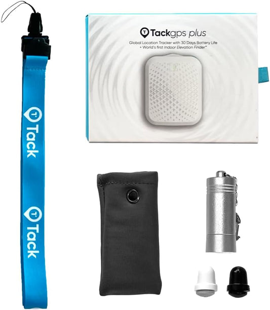 Tack GPS Plus Care Bundle with Lowest Monthly fee + 30 Days Battery Life. Fall Detection + SOS Alerts + Indoor Elevation Finder - for Kids, Elderly, Autism, Alzheimer, Dementia, Special Needs