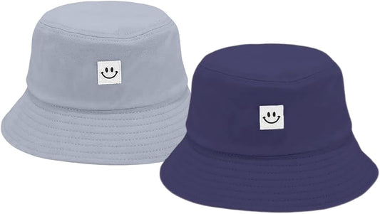 Kids Sun Hat Smile Face Bucket Hat for Girls Boys Summer Sun Protection Cotton Unisex Beach Cap