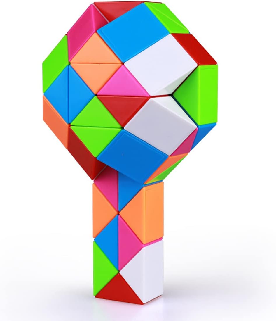 Fidget Magic Snake Cube Puzzles Twist Ruler Speed Cubes Brain Teaser Game Toys for Kids (60 BLOCK 1PACK)