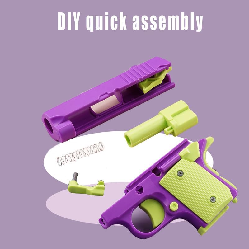 Easter Basket Stuffers,1911 3D Printed Small Pistol Toys, Stress Relief Pistol Toys for Adults, Suitable for Relieving ADHD, Anxiety,Easter Fillers Easter Gifts for Boys(Purple&Green)