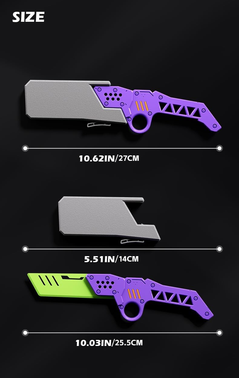 Carrot Radish Catapult Knife- Stress Relief Fidget Toy with Decompression Features - 3D Printed Practice Prop EDC Green Yellow GRYE-N1