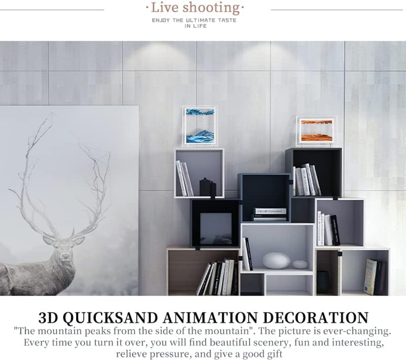 3D Deep Sea Moving Sand Art Picture - Relaxing Liquid Motion Bubbler Timer - Ideal Desktop Art Toy for Adults and Kids - Perfect for Home Decor and Office(Square+Pink+5In)