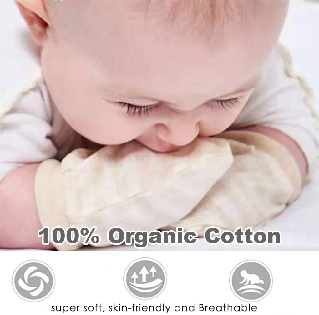 Newborn Mittens No Scratch 100% Organic Cotton 3 Packs Mitts Baby Boy Girl Neutral With String 0-12 months