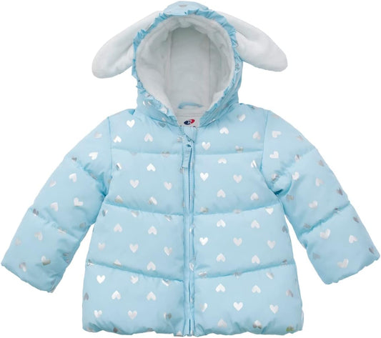 Rokka&Rolla Baby Girls' Water-Resistant Soft Mini Fur Lined Puffer Jacket Winter Coat for Newborn Infant Toddler