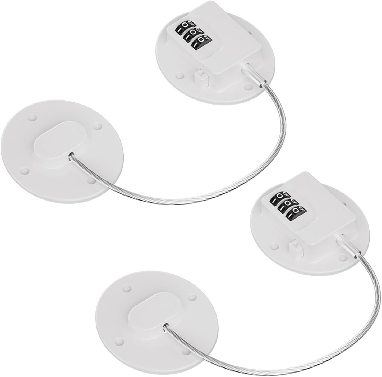 Heavy Duty Combination Refrigerator Lock (2 Pack) - Fridge Lock for Fridge, Cabinets, Drawers, Window and Cabinet Locks Baby Proofing, Strong Non-Marking Adhesive No Drilling (White)