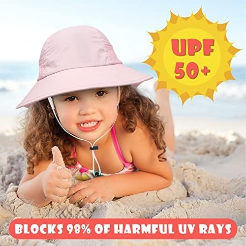 Toddler Baby Sun Hat Kids Summer UPF 50+ for Boys Girls Adjustable Beach Hats with Bucket Wide Brim Age 1-7 Years