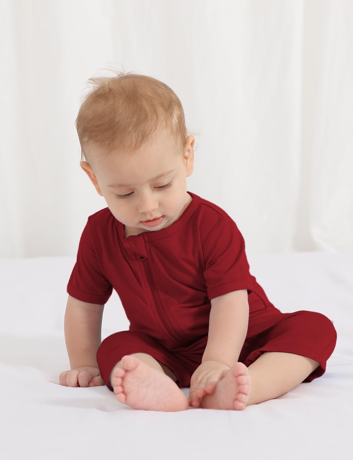 Jimonda Boys Baby Girls Short Sleeve Romper Unisex Baby Footless Pajamas With Viscose 2-Way Zipper Front 3Pcs0-24Months