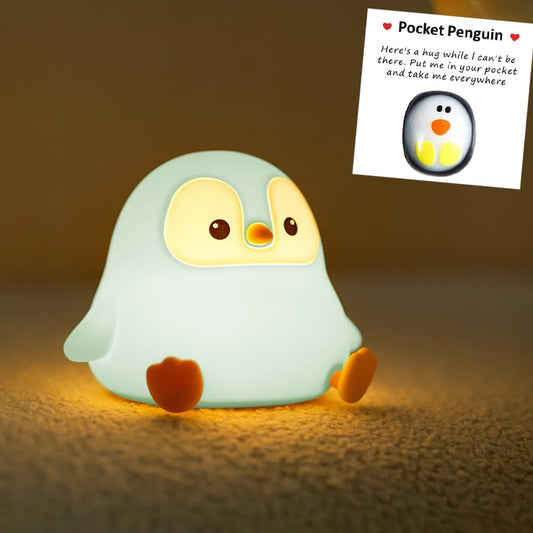 Cute Penguin Night Light for Kids Bedroom, Animal Silicone Nursery Night Lamp Touch Control Nightlights USB Rechargeable Bedside Lamp for Baby Children Toddlers Girls Gift