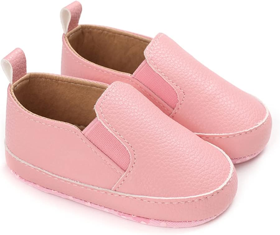 LONSOEN Baby Girls Boys Loafers Prewalker Dress Crib Shoes