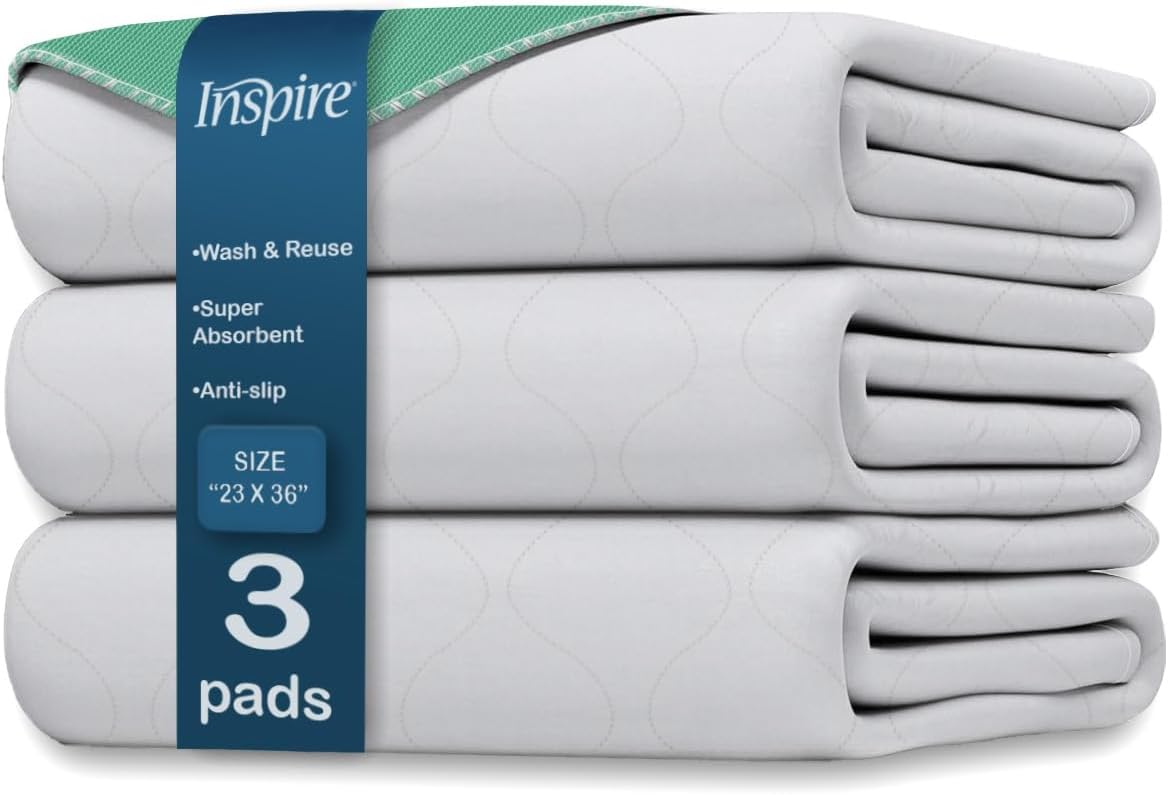 Inspire Super and Ultra Absorbent Reusable Bed Pads (23" X 36" Reusable 3 Pack)