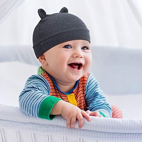 Geyoga 6 Pieces Newborn Baby Hat Bear Ears Infant Caps Baby Boy Girl Toddler Hats Infant Beanie Caps for 0-3 Months