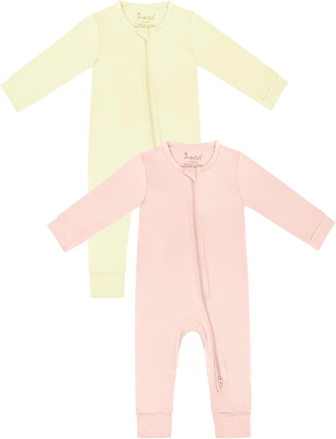 Jimonda Baby Romper Boys Girls Bamboo Pajamas 2-Way Zipper Footless Unisex Long Sleeve Sleepers Sleep and Play 0-24 Months