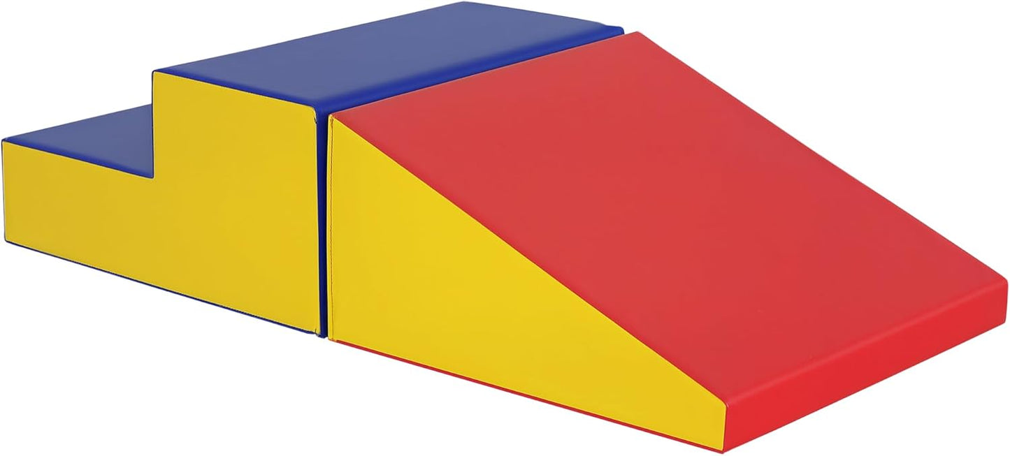 Soozier 2 Piece Climb and Crawl Activity Play Set, Soft Secure Foam Playset for Toddler, Preschooler, Indoor Play, Baby Learning Toys, Multicolor