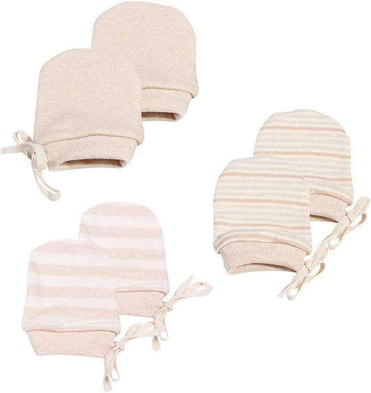 Newborn Mittens No Scratch 100% Organic Cotton 3 Packs Mitts Baby Boy Girl Neutral With String 0-12 months