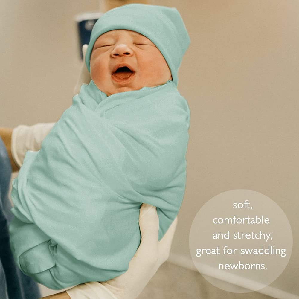 OWLOWLA Swaddle Blanket and Hat Set Newborn Swaddle Wrap Baby Receiving Blanket for Baby Boys Girls(Sage)