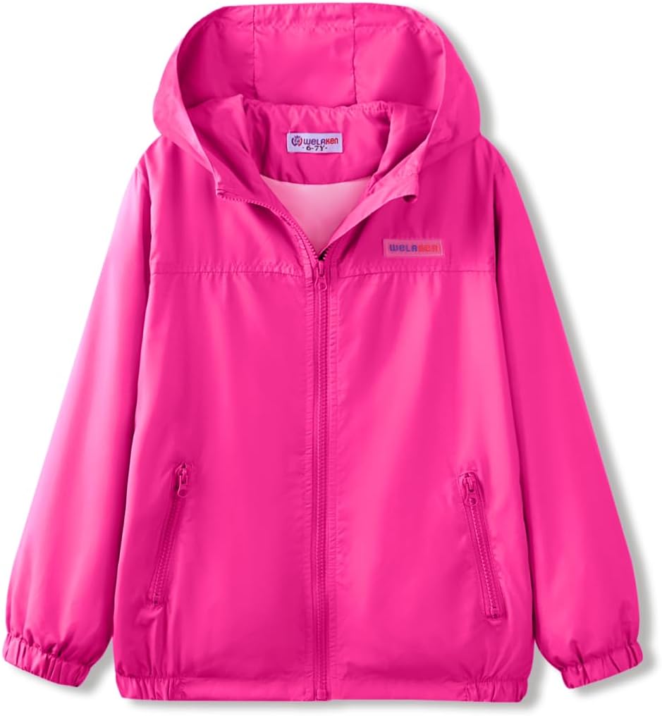 WELAKEN Lightweight Jacket for Girls Kids & Toddler II Girls' Print Water-Resistant Jacket