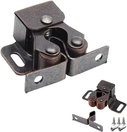 6 Pack Cabinet Latch - Double Roller Catch Hardware for Cupboard Closet Kitchen Cabinet Door Latches and RV Cabinet,Bronze