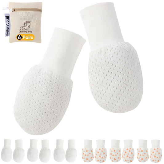 Baby Mittens Anti Scratch Baby Girl Mittens No Scratch Mittens Baby Girls Hands Gloves for 6-12 Months Babies Girls (6 Pairs)