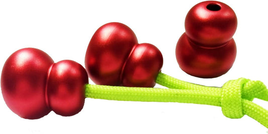 Begleri Fidget Beads, Aluminum Alloy- Practicing EDC Knuckle Finger Skill, Stress Relief Toy for Adult Relieve Anxiety Worry/with Replaceable Rope (Red)