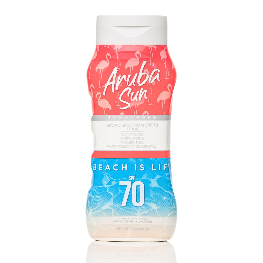 SPF 70 Sunscreen Lotion | Aruba Reef Act Compliant no 67 Octinoxate & Oxybenzone Free | 8 oz, Water-Resistant, Non-Greasy, Broad Spectrum UVA/UVB Sunscreen