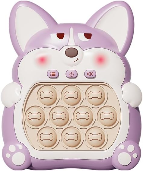 Light Up Pop Fidget Sensory Toys Handheld Game,Push Bubble Pop Puzzle Game Machine,Stress Relief Gifts for Kids Adults(Corgi Purple)