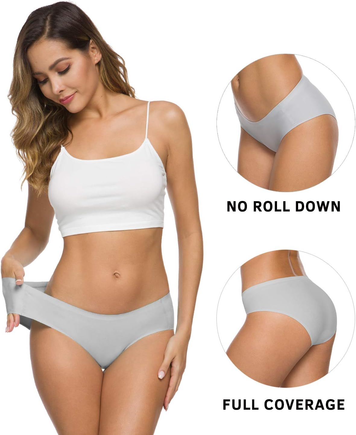 Wealurre Seamless Underwear for Women No Show Panties Soft Stretch Hipster Bikini Underwears 5-Pack