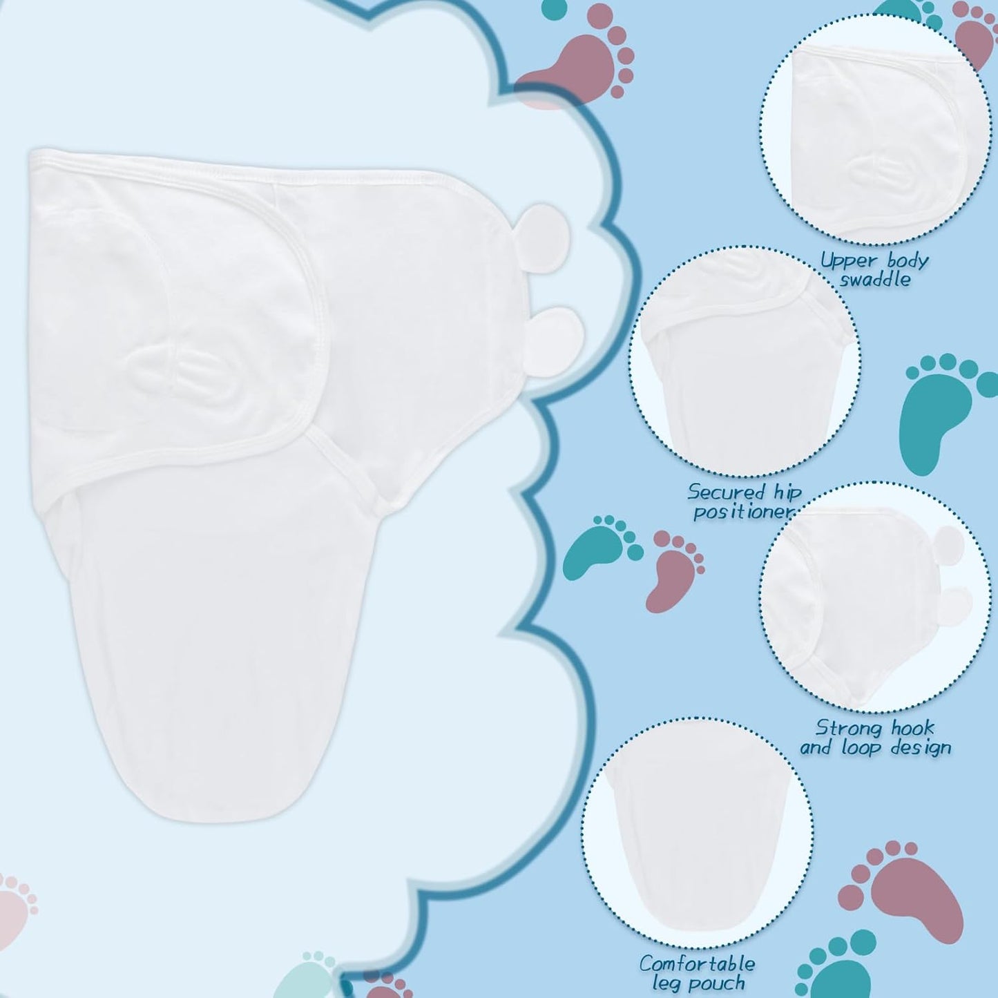 Baby Swaddle Sleep Sacks with Hats for 0-3 Months Baby Swaddle Blanket Wrap Newborn Swaddles Sack for Baby Boy Girl