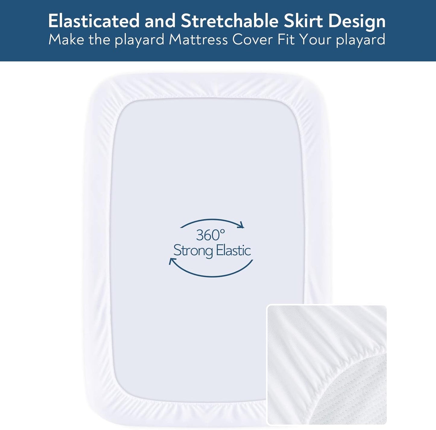 Pack and Play Mattress Pad Protector 38" x 26", 2 Pack Waterproof Pack and Play Cover Sheets, Compatible with Graco Pack n Play, Baby Trend, Dream On Me & Pamo Babe, Quilted Cotton Terry Surface