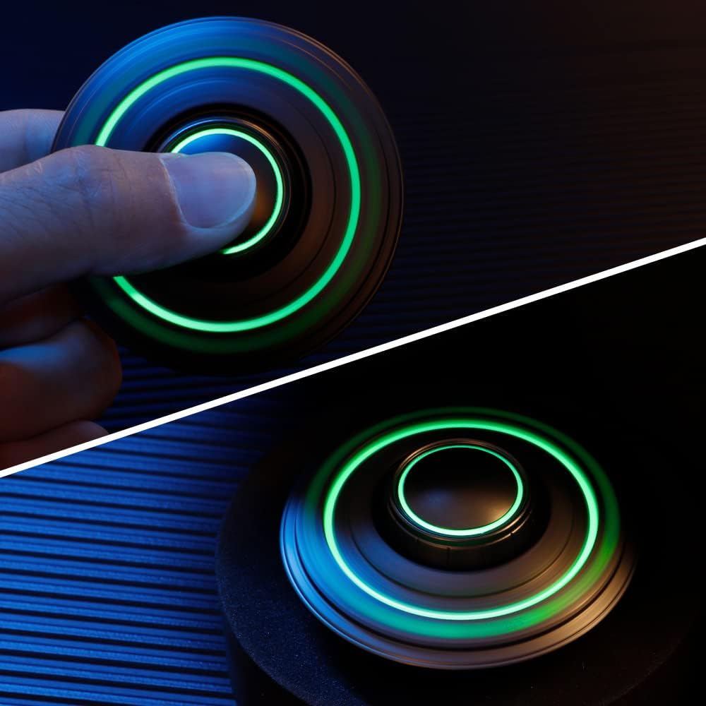 Cool Spaceship Fidget Spinners Metal, UFO Model Finger Hand Spinner, Anti Anxiety Stress Relief Toys Gift for Kids & Adults, Luminous Night Effects, Exclusive Desk Spinning Top for Office