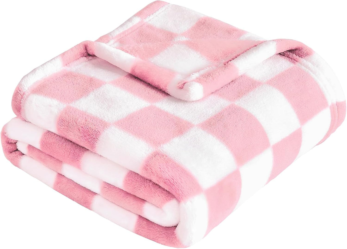 Yurhap Checkered Baby Blanket for Girls Pink Fleece Baby Blankets for Girls Boys, Warmer Comfort Lightweight Bed Blanket for Toddlers Infants or Newborn, 30''x40'', Pink