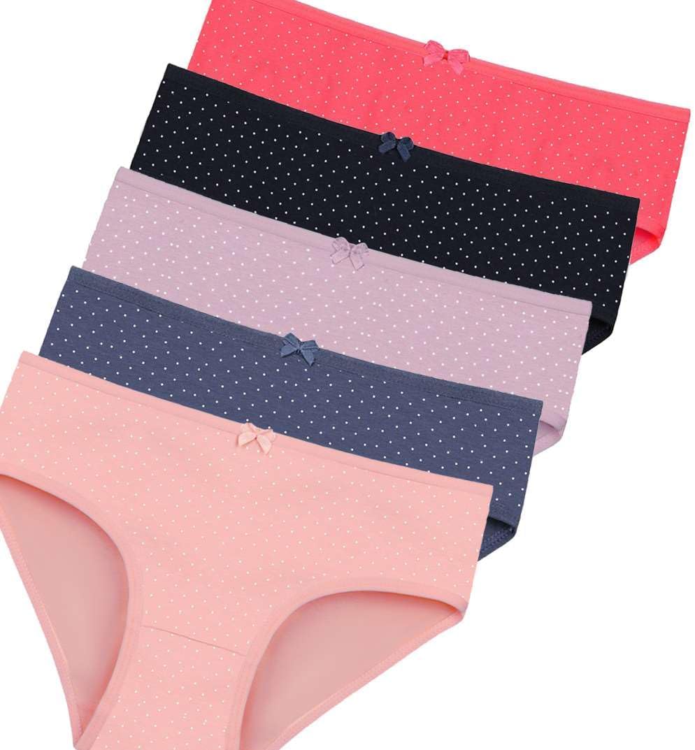 Donella Girls' Soft Cotton Underwear - Kids Bikini Brief Panties for Girls and Toddlers 5-Pack, Age: 2-15