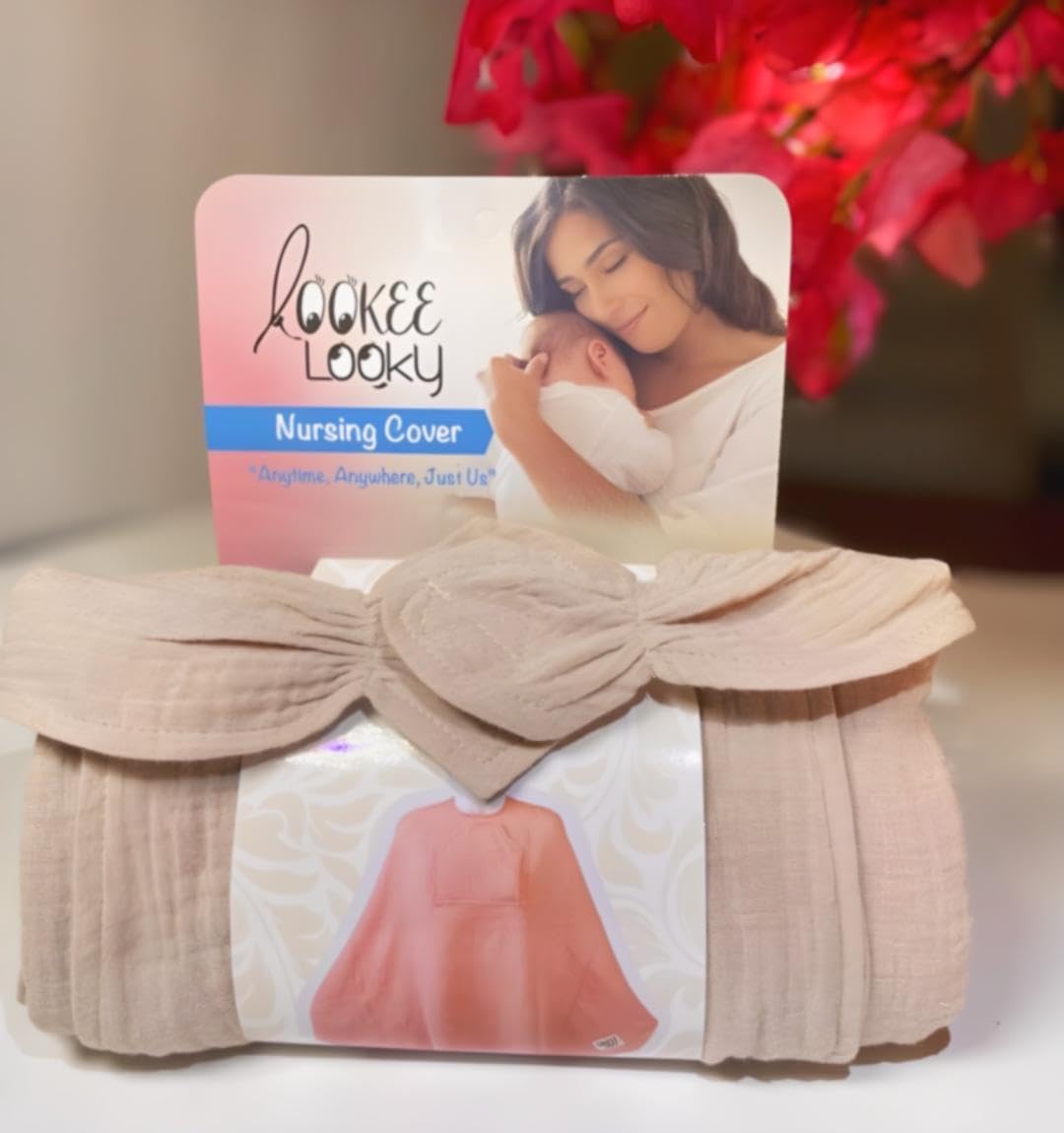 Muslin Nursing Cover for Baby Breastfeeding –Peekaboo Window -100% Breathable Cotton Privacy Nursing Shawl - Multiuse Apron for Moms