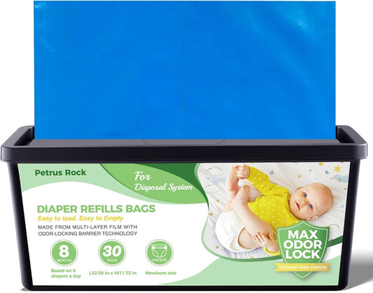 Diaper Pail Refill Bags | Compatible with Genie Easy Roll Refill Signature & Platinum Pails | 30 bags Per Refill | Extra Thick | 7-Layer Odor-Barrier Technology | Lavender Scented