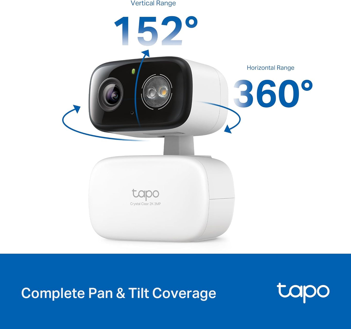 Tapo 2K 3MP Pan/Tilt Indoor/Outdoor Security Camera - Free Person/Baby Cry Detect & Motion Track, 360° Pan, Color Night Vision, SD/Cloud Storage, Works w/Alexa & Google Home HybridCam 360