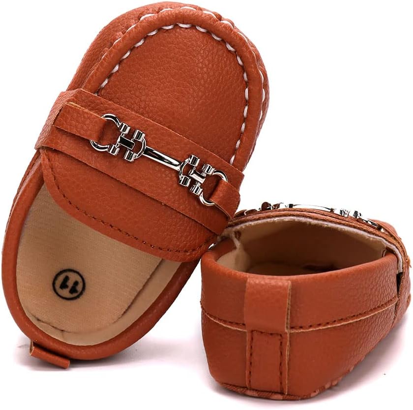 LONSOEN Baby Girls Boys Loafers Prewalker Dress Crib Shoes