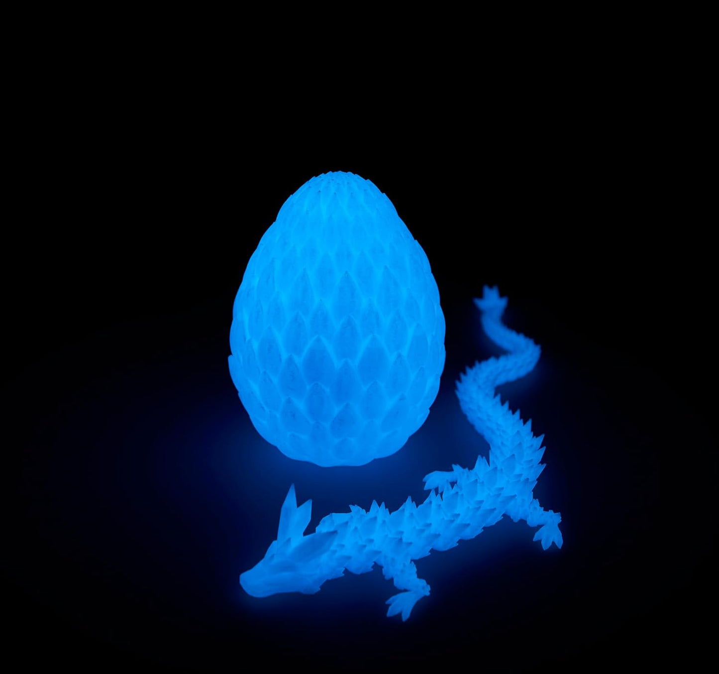 Dragon Egg,15 inchs Crystal Dragon,Articulated Dragon, Fidget Toys for Autism/ADHD,3D Printed Gift Toy, Executive Desk Toys,Home Office Decor (Luminous Blue)
