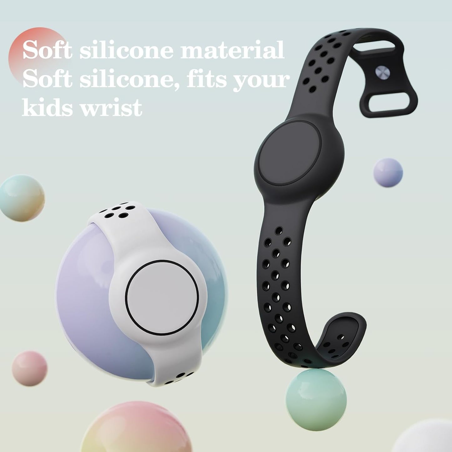 Waterproof Bracelets Compatible with AirTag for Kids, 2 Packs Silicone Holder with Hidden Cover Design Wristband Compatible with AirTag for Child, Breathable GPS Tracker Holder for Kids GBW