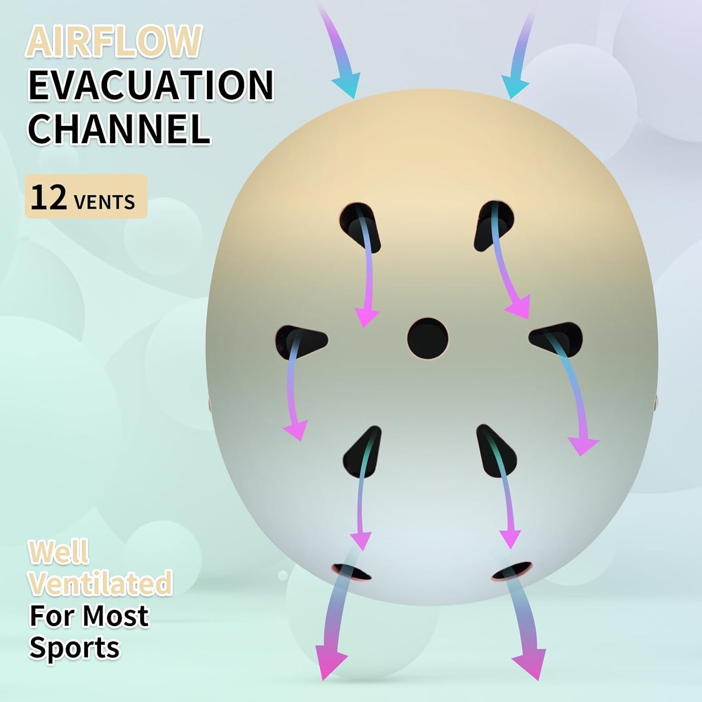 Adjustable Kids Bike Helmet with Knee & Elbow Pads Set, Color Gradient Design for Boys and Girls Aged 3-14+, for Skateboarding, Scooter, Roller & Inline Skating, Longboard