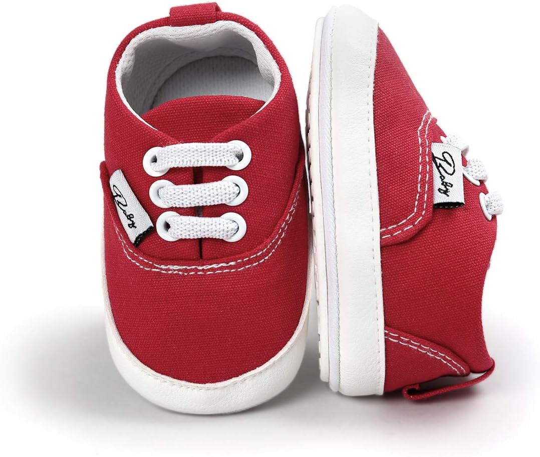 Morbido Infant Baby Boys Girls Canvas Sneaker Toddler Slip On Anti Skid Newborn First Walkers Candy Shoes for 0-18 Months