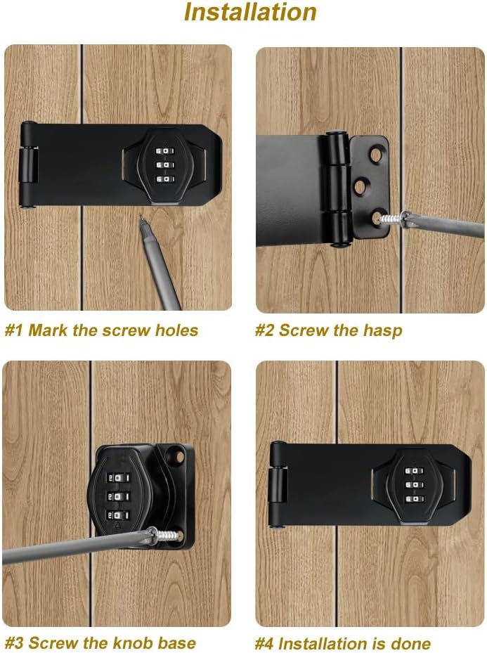 ETEKJOY Cabinet Lock Keyless 3-Digit Password Combination Code Hasp Latch Lock Twist Knob Wooden Drawer Cupboard (Silver, 3 inch)